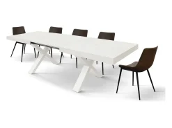 Mesa de madera de fresno blanco, patas blancas, extensión 160x90-240x90cm - AMALFI