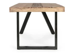 Mesa de madera de mango y patas de acero negro, 160×90 cm - MANCHESTER