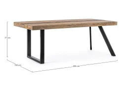 Mesa de madera de mango y patas de acero negro, 200×100 - MANCHESTER