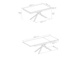 Mesa de madera, efecto roble, base antracita, ext.160x90-210x90cm - VOLPAIA