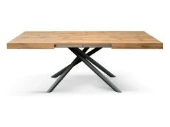Mesa de madera, efecto roble, base antracita,largo 140x90-220x90cm - CARRARA