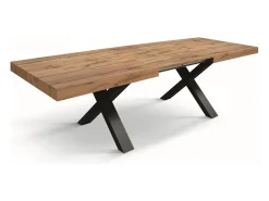 Mesa de madera efecto roble, patas antracita, ext.160x90-240x90cm - AMALFI
