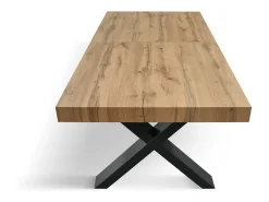 Mesa de madera efecto roble, patas antracita, ext.160x90-240x90cm - AMALFI