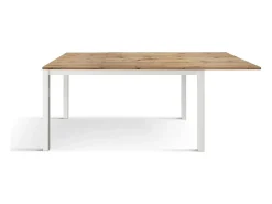 Mesa de madera, efecto roble, base blanca, 140x80-190x80cm - TROPEA