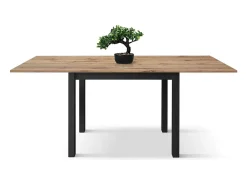 Mesa de madera efecto roble, patas antracita, 90x90-180x90cm - POSITANO