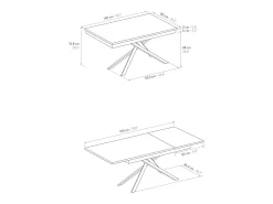 Mesa de madera, efecto roble, base blanca, ext.140x80-190x80cm - VOLPAIA