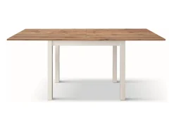 Mesa de madera efecto roble con patas blancas, 90x90-180x90cm - POSITANO