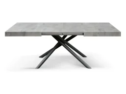 Mesa de madera, gris cemento, base antracita, 140x90-220x90cm - CARRARA