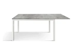 Mesa de madera, gris cemento, base blanca, 140x80-190x80cm - TROPEA