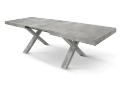 Mesa de madera gris cemento, patas en forma de X, 180x90-260x90cm - AMALFI