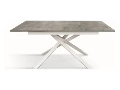 Mesa de madera, gris hormigón, base blanca, 140x80-190x80cm - VOLPAIA