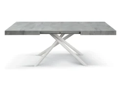 Mesa de madera, hormigón gris, base blanca, ext.160x90-240x90cm - CARRARA