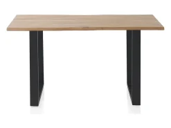 Mesa de madera maciza de acacia 140x80 con patas metálicas negras