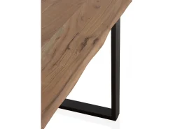Mesa de madera maciza de acacia 140x80 con patas metálicas negras