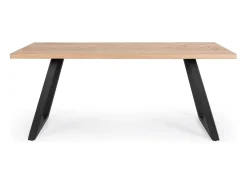 Mesa de madera natural y patas de acero negro 180 x 90 cm - DUKAT