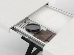 Mesa de madera,fresno blanco, base antracita, 95x90-145x90cm - FORTE DEI MARMI