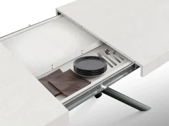 Mesa de madera,fresno blanco, base antracita, ext.140x90-220x90cm - CARRARA
