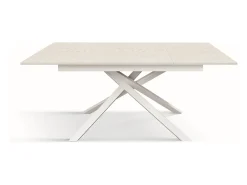 Mesa de madera,fresno blanco, base blanca, ext.140x80-190x80cm - VOLPAIA