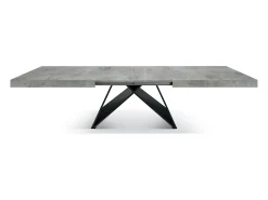 Mesa de madera,gris hormigón,base antracita,elong.180×90-260×90cm - VULCANO