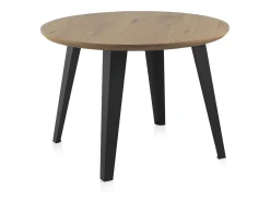 Mesa de melamina con efecto madera de fresno con patas metal 110 diámetro