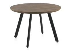 Mesa de melamina con efecto madera de roble con patas metal 110 diámetro