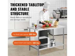 Mesa de Preparación de Acero Inoxidable SucceBuy, 762 x 1219 x 864 mm, Estación de Trabajo Comercial para Alimentos