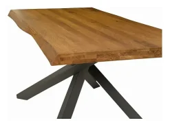 Mesa de roble macizo, patas de metal negro, 160x90 cm - BOLGHERI