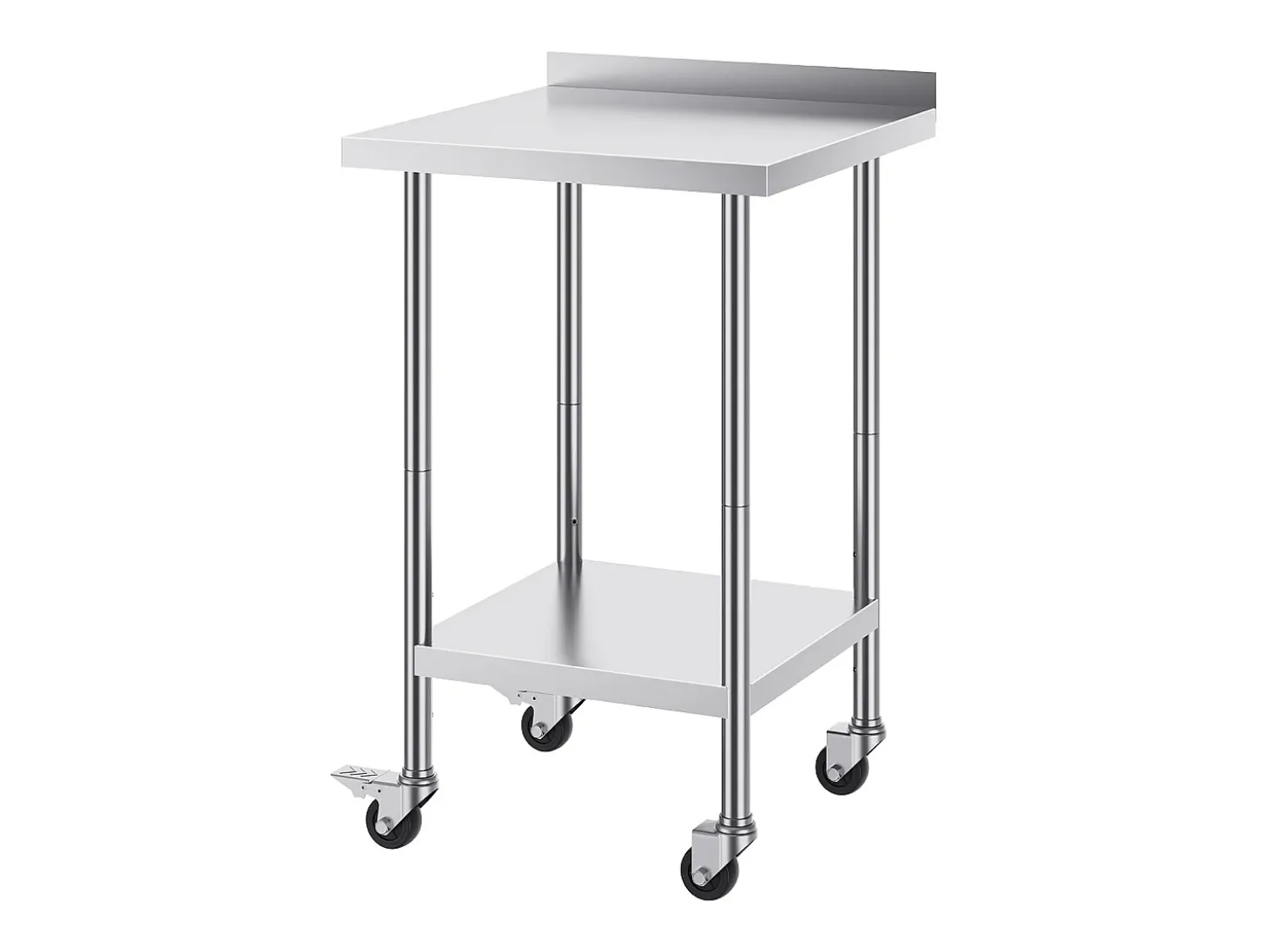 Mesa de Trabajo de Acero Inoxidable SucceBuy, 61 x 61 cm, Mesa de Preparación de Alimentos Comercial con Ruedas