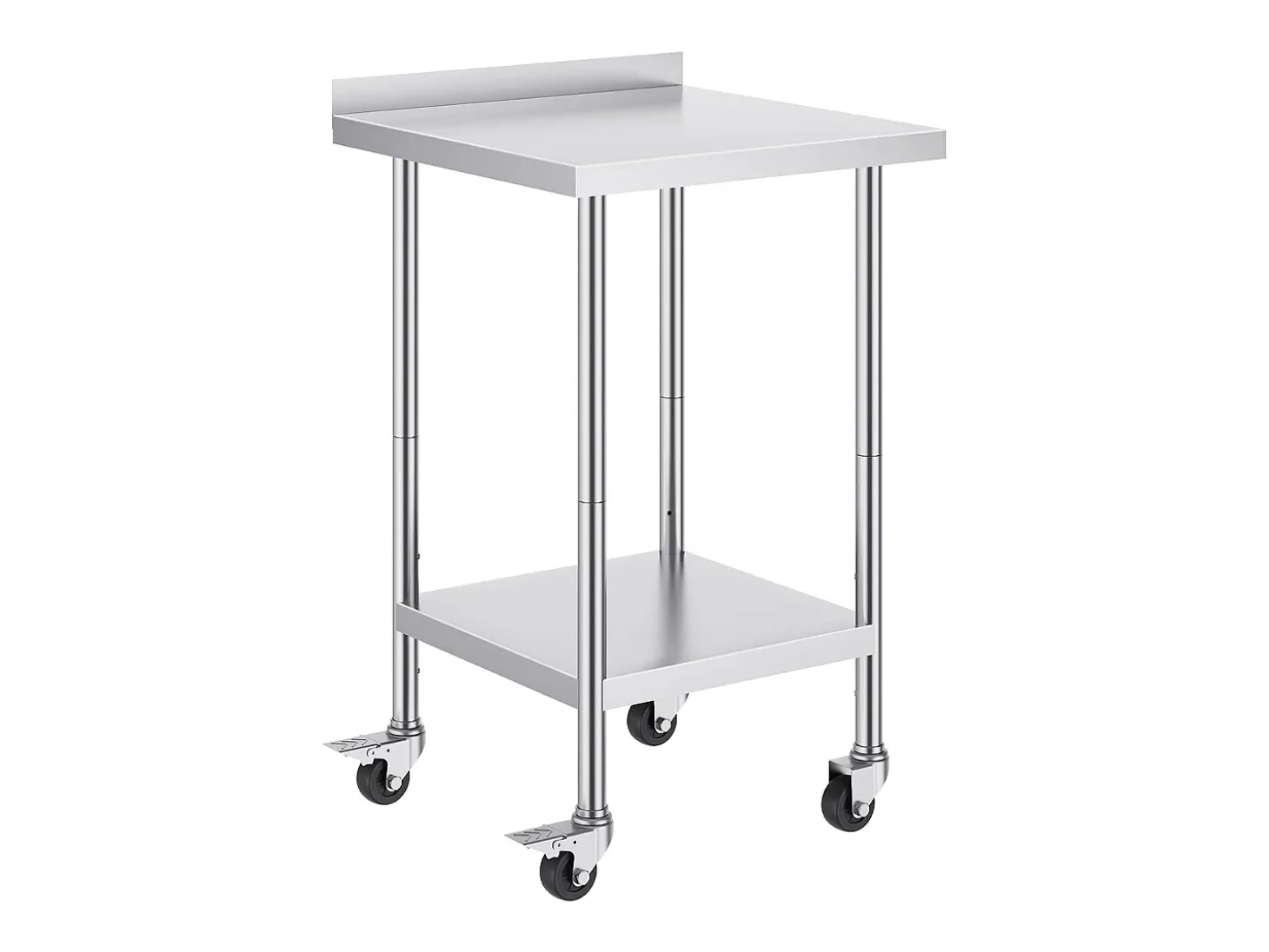 Mesa de Trabajo de Acero Inoxidable SucceBuy, 61 x 61 cm, Mesa de Preparación de Alimentos Comercial con Ruedas