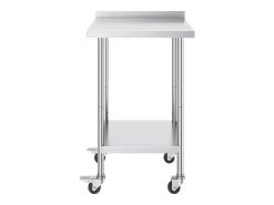 Mesa de Trabajo de Acero Inoxidable SucceBuy, 61 x 61 cm, Mesa de Preparación de Alimentos Comercial con Ruedas