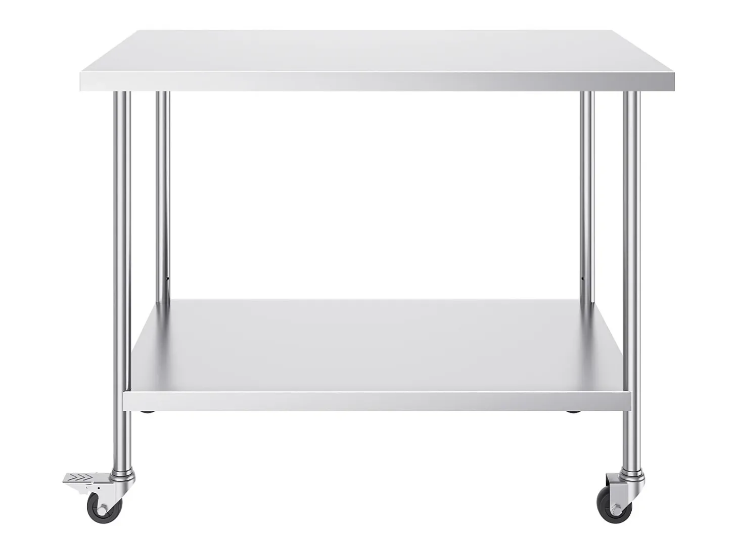 Mesa de Trabajo de Cocina SucceBuy 76 x 152 cm, Mesa de Trabajo en Acero Inoxidable con 4 Ruedas