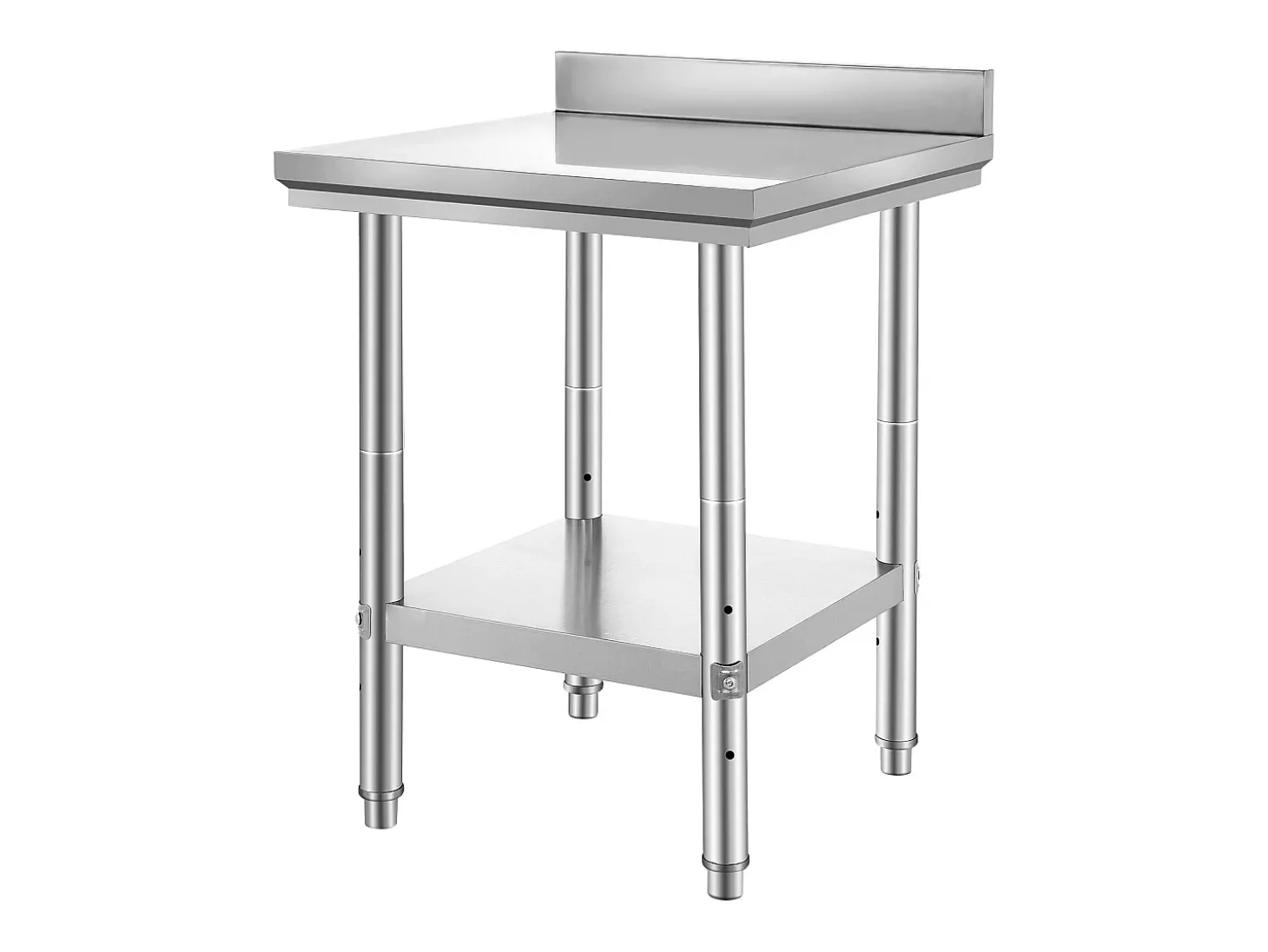 Mesa de Trabajo de Cocina en Acero Inoxidable SucceBuy, Mesa de Preparación de Alimentos 60.96x60.96 cm