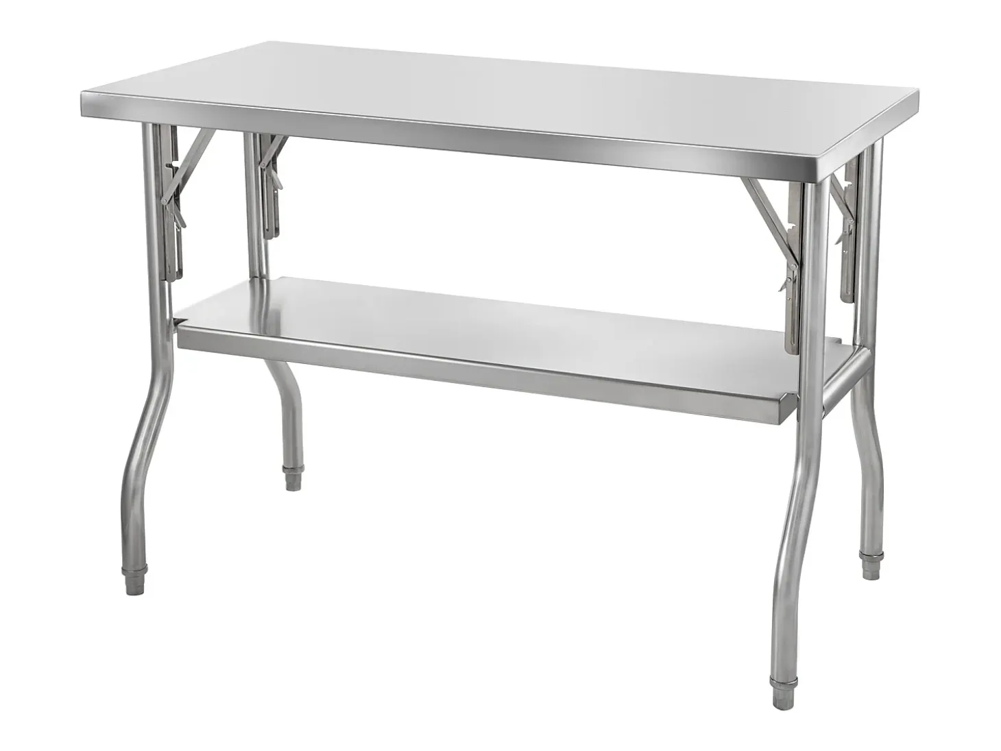 Mesa de Trabajo de Cocina SucceBuy 121.92x60.96 cm Acero Inoxidable, Mesa de Preparación Comercial Plegable