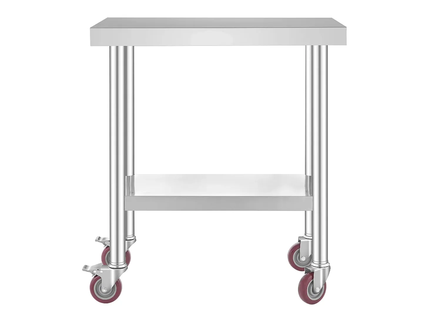 Mesa de Trabajo en Acero Inoxidable SucceBuy, 76x46x86 cm, Capacidad de Carga 100 kg, 4 Rodillos, para Cocina Comercial, Restaurante