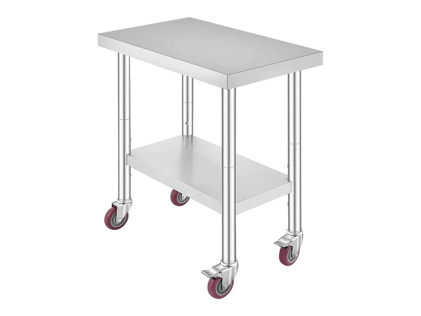 Mesa de Trabajo en Acero Inoxidable SucceBuy, 76x46x86 cm, Capacidad de Carga 100 kg, 4 Rodillos, para Cocina Comercial, Restaurante
