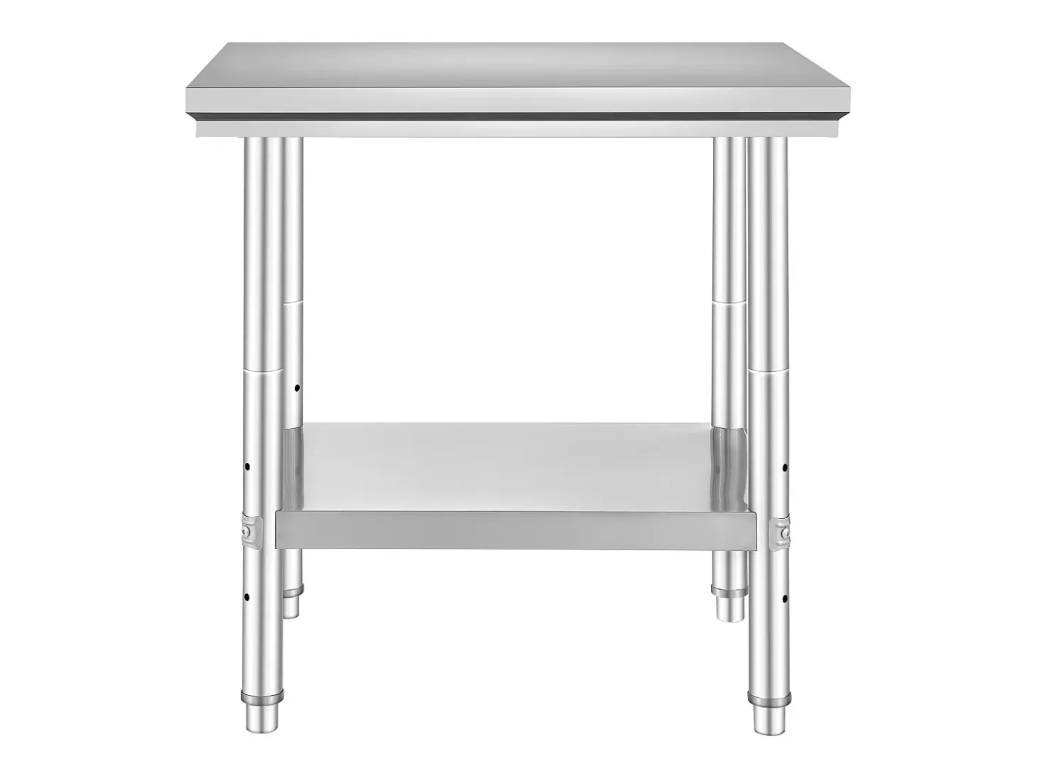 Mesa de Trabajo en Acero Inoxidable 60x76x80 cm, 2 Pisos, para Preparación de Cocina de Alimentos y Comidas, Hoteles, Oficinas, Hospitales