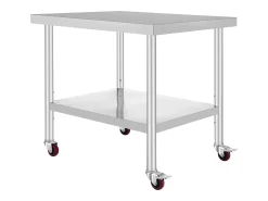 Mesa de Trabajo SucceBuy Mesa de Trabajo de Acero Inoxidable, Mesa de Preparación Comercial de 36 x 30 Pulgadas con 4 Ruedas
