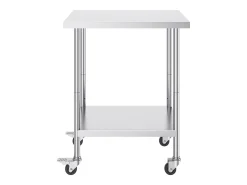 Mesa de Trabajo SucceBuy Mesa de Trabajo de Acero Inoxidable de 60.96 x 76.2 cm con 4 Ruedas