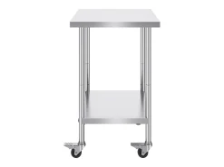 Mesa de Trabajo SucceBuy Mesa de Trabajo de Acero Inoxidable de 60.96 x 76.2 cm con 4 Ruedas