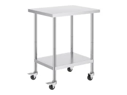 Mesa de Trabajo SucceBuy Mesa de Trabajo de Acero Inoxidable de 60.96 x 76.2 cm con 4 Ruedas
