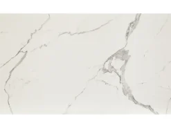 Mesa de vitrocerámica efecto mármol, metal blanco, extensible 160x90 - BEVERLY HILLS