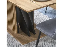 Mesa extensible 135-175 cm negra y madera con lamas Lazare