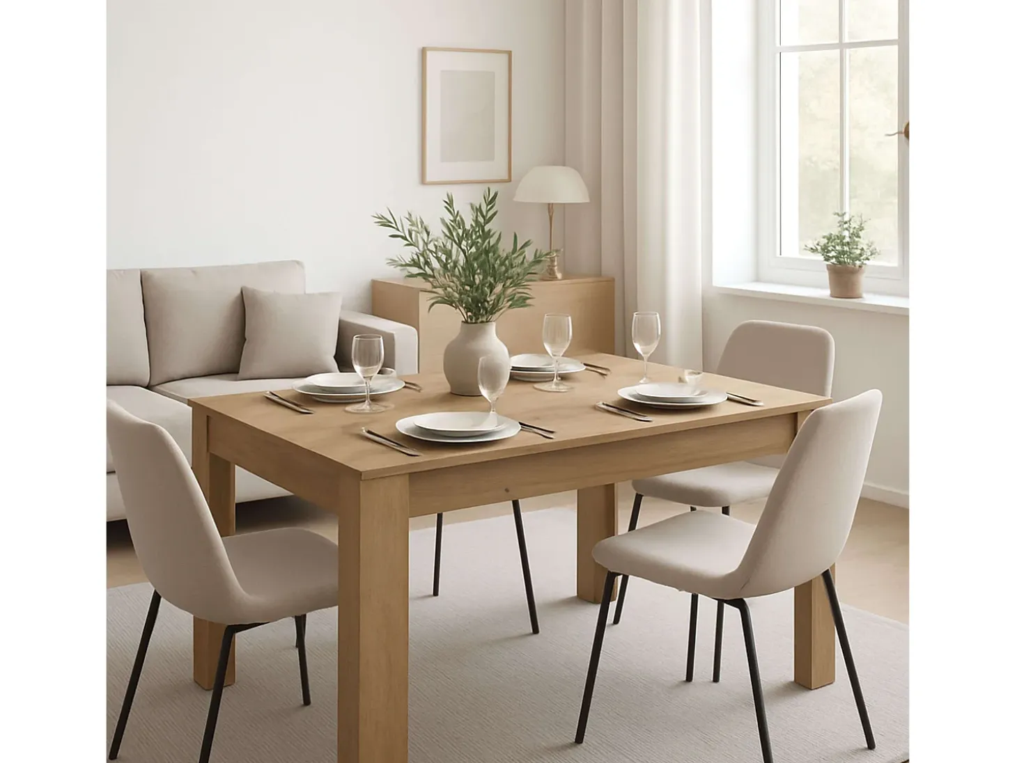 Mesa Extensible Basic Naturale 141x77x91 cm Comedor Moderno