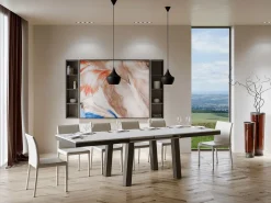 Mesa extensible Bidy de 6 a 20 plazas L 160 a 420 cm estructura de metal blanco y antracita