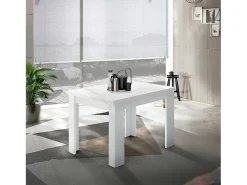 Mesa extensible blanca de diseño moderno 90-180x90cm salón y cocina Jesi Liber