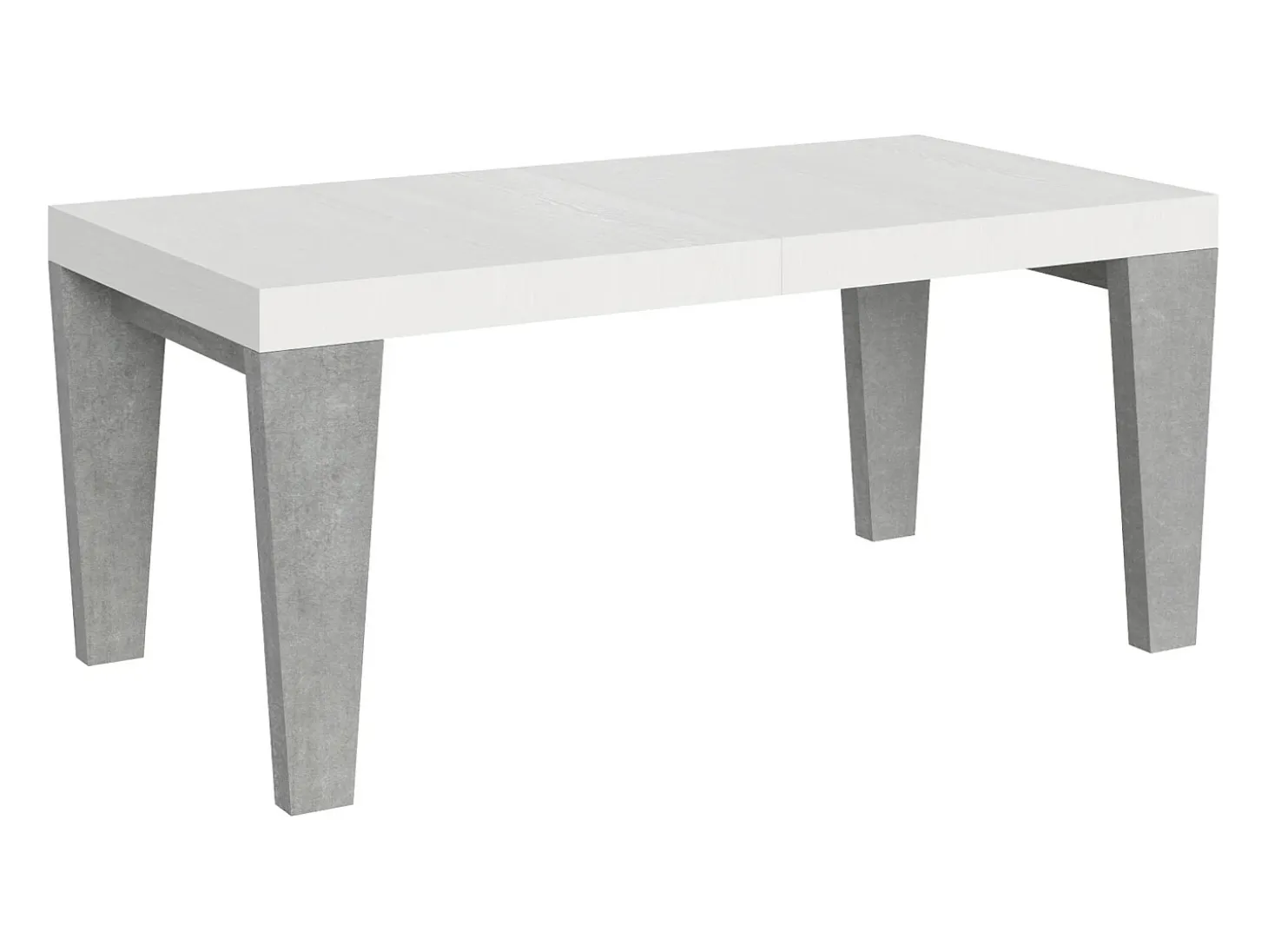 Mesa extensible blanca y patas de madera gris hormigón de 6 a 20 plazas Kristo de 180 a 440 cm-Soporte 2 pies