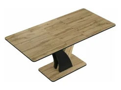 Mesa extensible Cassandra 120-160 cm negra y aspecto roble