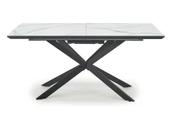 Mesa extensible cerámica mármol blanco/gris patas negras 160/200×90 cm