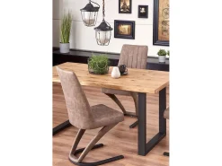 Mesa extensible chapada roble patas acero negro 160/250×90 cm