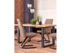 Mesa extensible chapada roble patas acero negro 160/250×90 cm